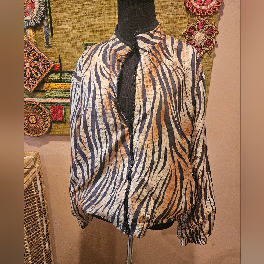 Vintage Lily's Of Beverly Hills Tiger Print Bomber Jacket Sports Coat